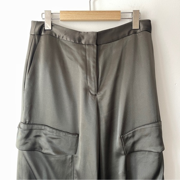 Babaton (Aritzia) Satin Cargo Pants in Olive Green – Size 8 - Picture 3 of 12